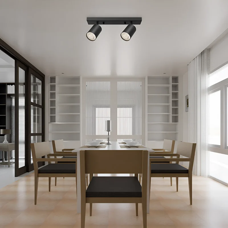 Braytron LED Deckenstrahler 2 Flammig GU10 – Schwenkbarer Deckenspot 350° Drehbar – Moderne Deckenleuchte in Weiß, Schwarz oder Gold – Spotlampe für Küche, Wohnzimmer & Schlafzimmer (schwarz) – Ansicht 2