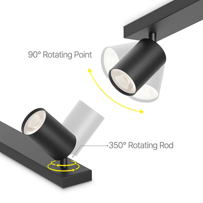 Braytron LED Deckenstrahler 3 Flammig GU10 – Schwenkbarer Deckenspot 350° Drehbar – Moderne Deckenleuchte in Weiß, Schwarz oder Gold – Spotbalken für Küche, Wohnzimmer & Flur (schwarz) – Ansicht 3