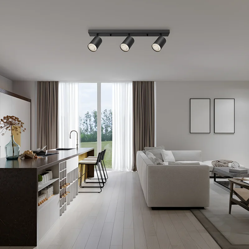 Braytron LED Deckenstrahler 3 Flammig GU10 – Schwenkbarer Deckenspot 350° Drehbar – Moderne Deckenleuchte in Weiß, Schwarz oder Gold – Spotbalken für Küche, Wohnzimmer & Flur (gold) – Ansicht 2