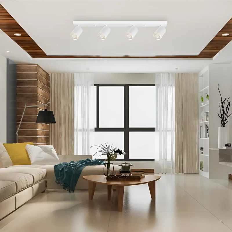Braytron GU10 Deckenstrahler 4 Flammig LED – Schwenkbare Deckenleuchte 640mm – Moderner Deckenspot Aluminium 350° Drehbar – Innenbeleuchtung für Wohnzimmer, Küche & Büro – Weiß Schwarz Gold (weiß) – Ansicht 2