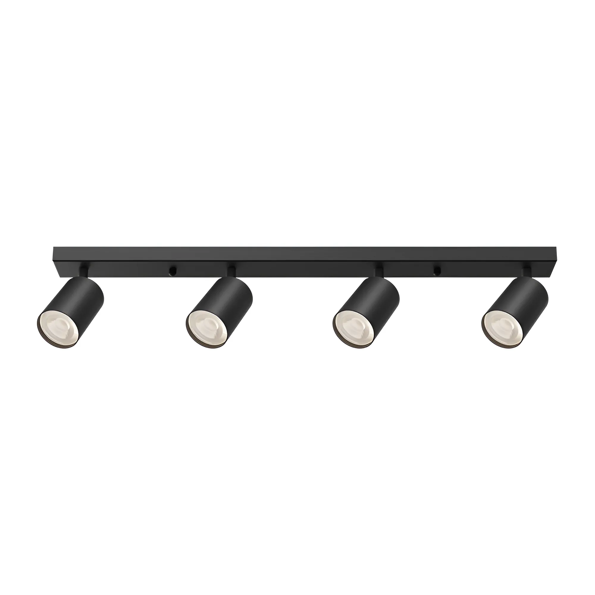 Rampe 4 spots LED GU10 carrée noire – Orientable 350°/90°, max 4×35W, IP20 – BH04-00841