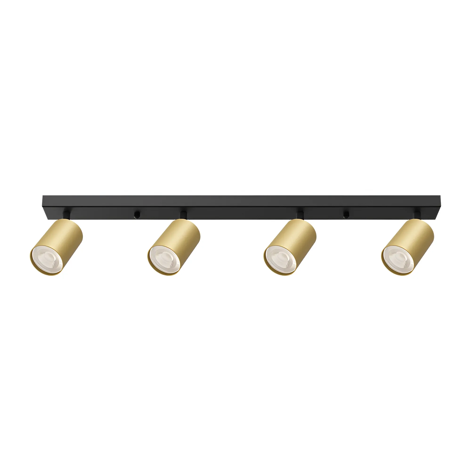Rampe 4 spots LED GU10 carrée dorée – Orientable 350°/90°, max 4×35W, IP20 – BH04-00846