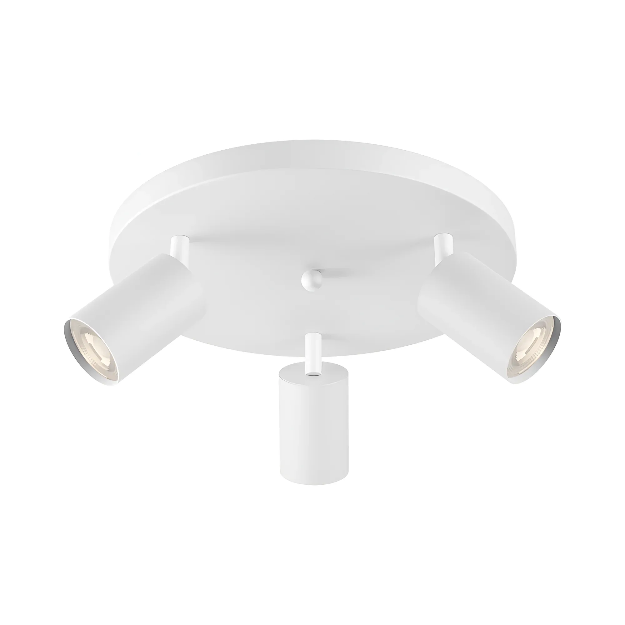 Plafonnier 3 spots LED GU10 rond blanc – Orientable 350°/90°, Ø300mm, max 3×35W – BH04-00880