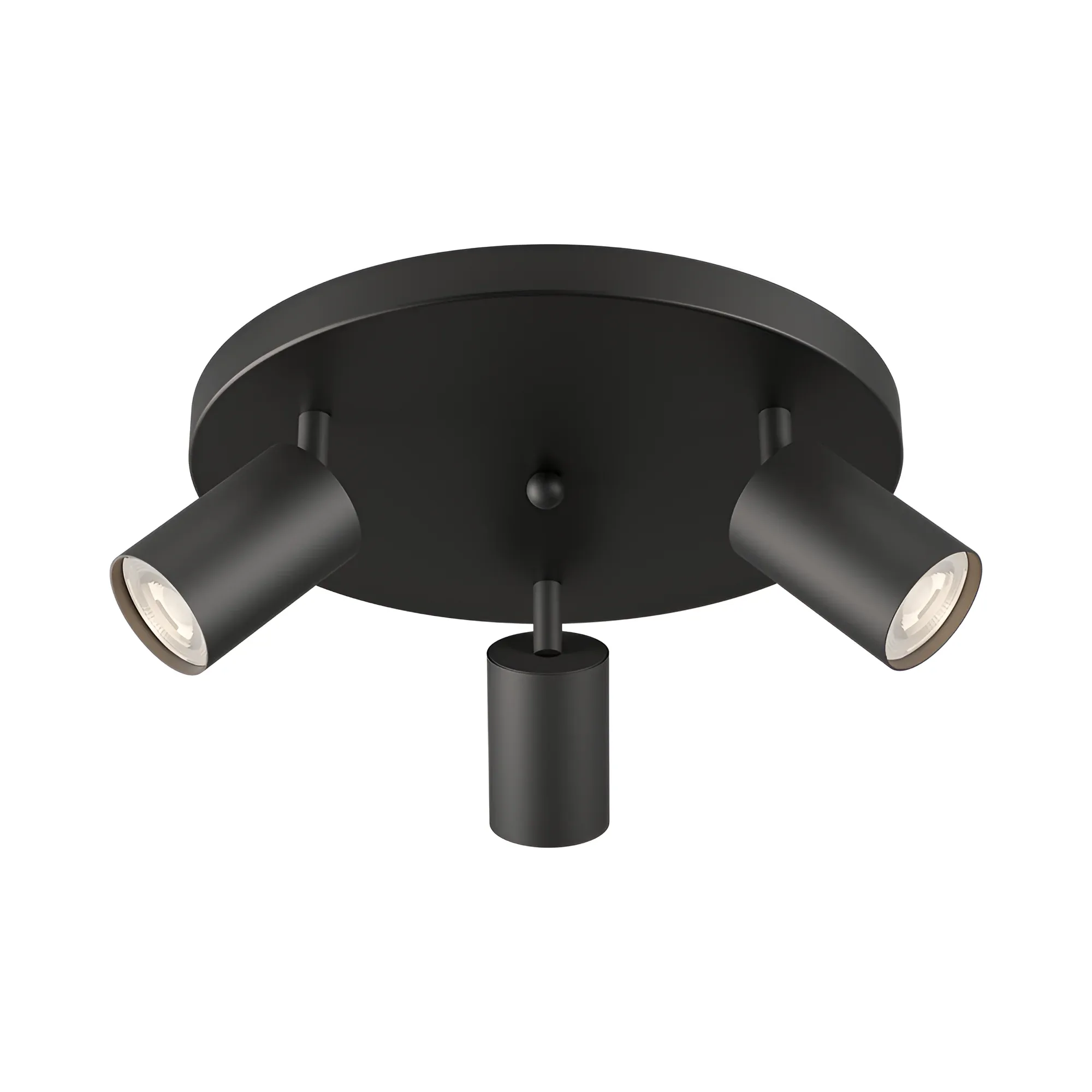 Plafonnier 3 spots LED GU10 rond noir – Orientable 350°/90°, Ø300mm, max 3×35W – BH04-00881