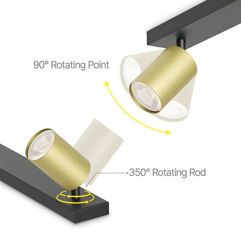 Braytron LED Deckenstrahler Rund 3 Flammig GU10 – Schwenkbare Deckenleuchte Ø300mm – Moderner Deckenspot 350° Drehbar – Aluminium in Weiß, Schwarz oder Gold – Spotlampe für Wohnzimmer, Küche (gold) – Ansicht 3