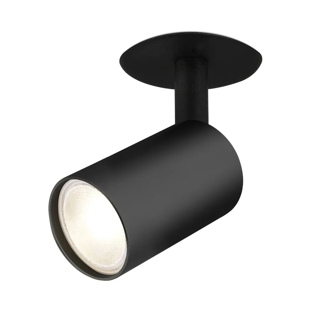 Spot LED GU10 cylindrique noir 1 lumière – En saillie orientable, max 35W, IP20 – BH04-00901