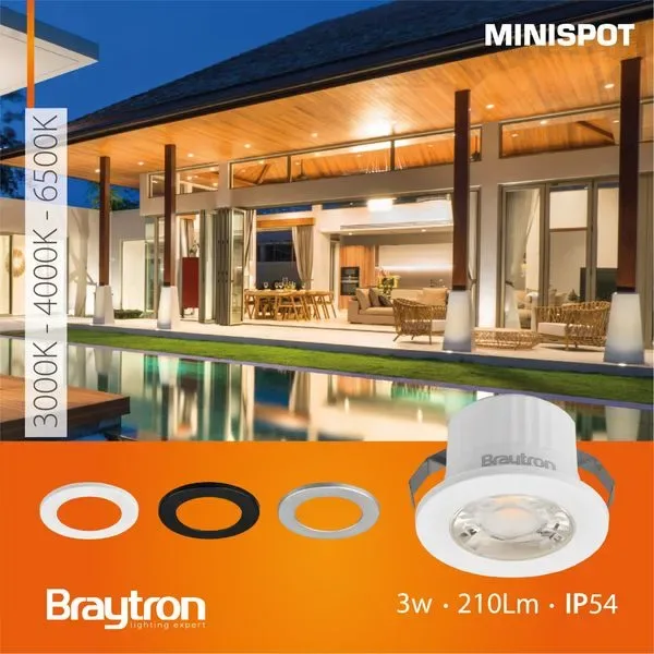 Braytron LED Deckenleuchte 3W Kaltweiß 6500K, 210 Lumen, IP54 Deckenlampe für Wohnzimmer, Küche, Flur (3 Color (White, Black, Silver)) – Ansicht 8