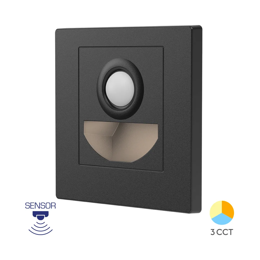 Veilleuse LED escalier avec détecteur de mouvement 1,5W noir – 3CCT, 90 lm, 230V – BH07-00381
