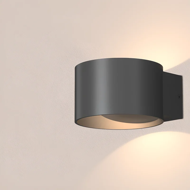 Braytron Moderne Runde LED Wandleuchte 8W 3000K Warmweiß – Schwarz Aluminium Up & Down Wandlampe Innen – Stilvolle Wandbeleuchtung 520 Lumen 90° Abstrahlwinkel Wohnzimmer Flur Schlafzimmer Modern – Ansicht 2