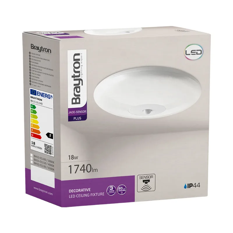 Braytron LED Deckenleuchte 18W Kaltweiß 6500K, 1740 Lumen, IP44 Deckenlampe für Wohnzimmer, Küche, Flur (Weiß) – Ansicht 9
