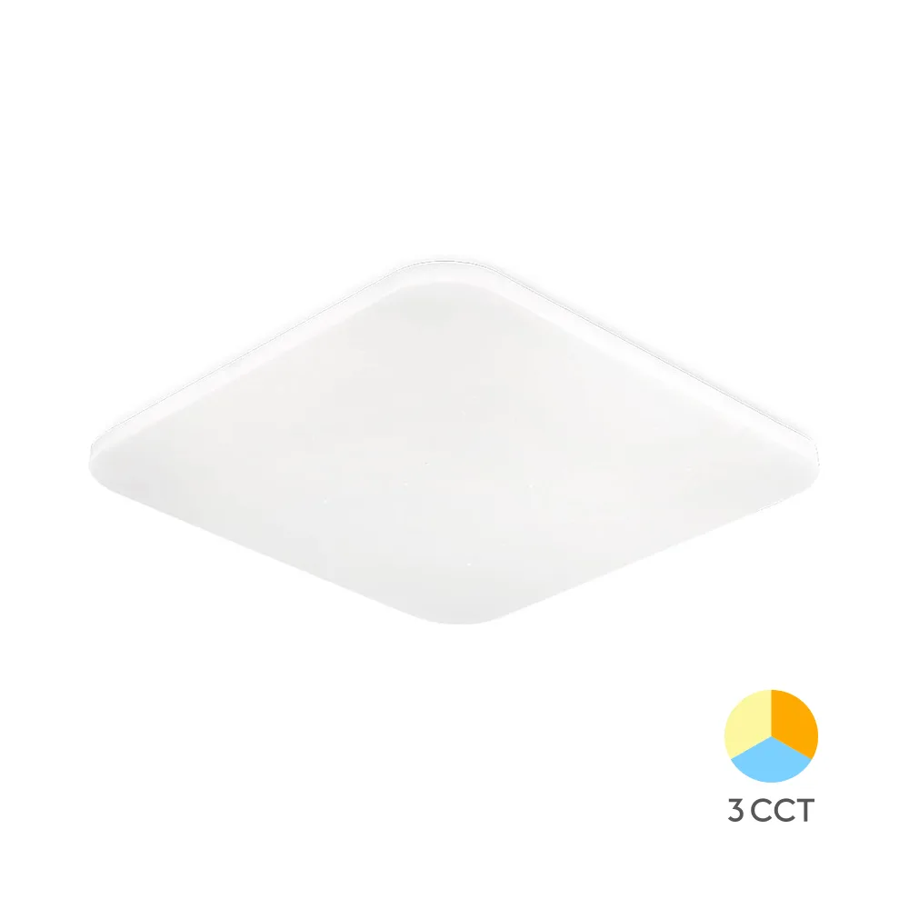 Plafonnier LED carré 24W 3CCT – Lumière indirecte, 2450 lm, design épuré, métal blanc – BH16-23280