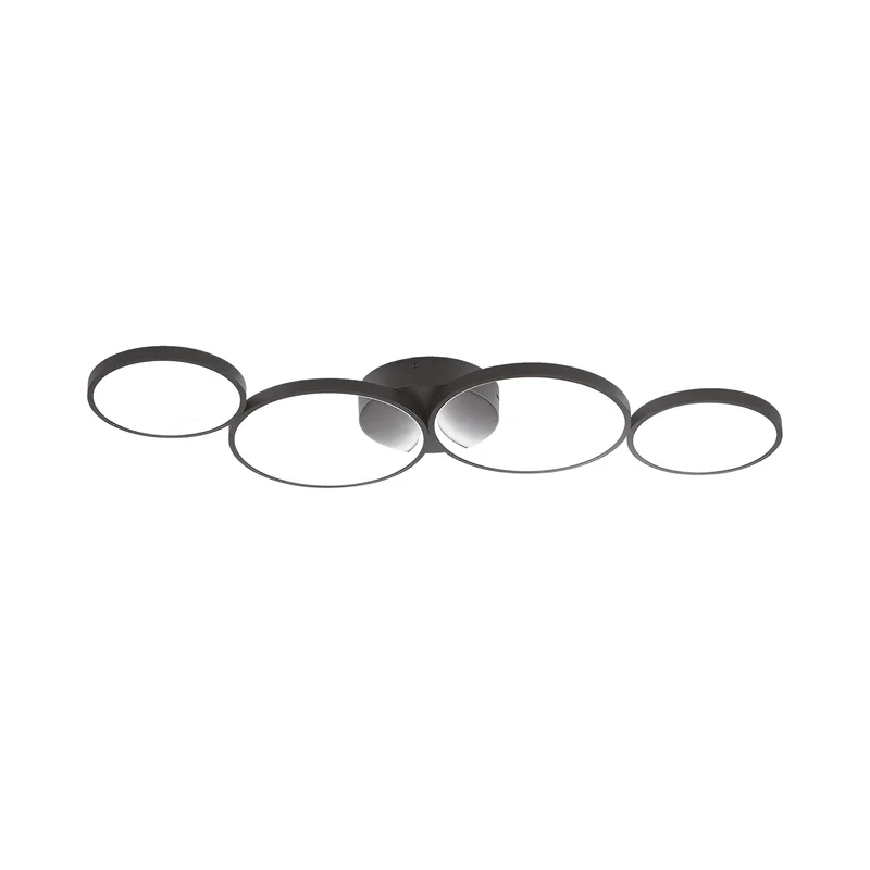 Braytron moderne designer LED Deckenleuchte mit Fernbedienung Dimmbar & 3CCT Farbwahl 3000-6500K Rund Ringe Wohnzimmer Schlafzimmer Deckenlicht schwarz 60W – Ansicht 3