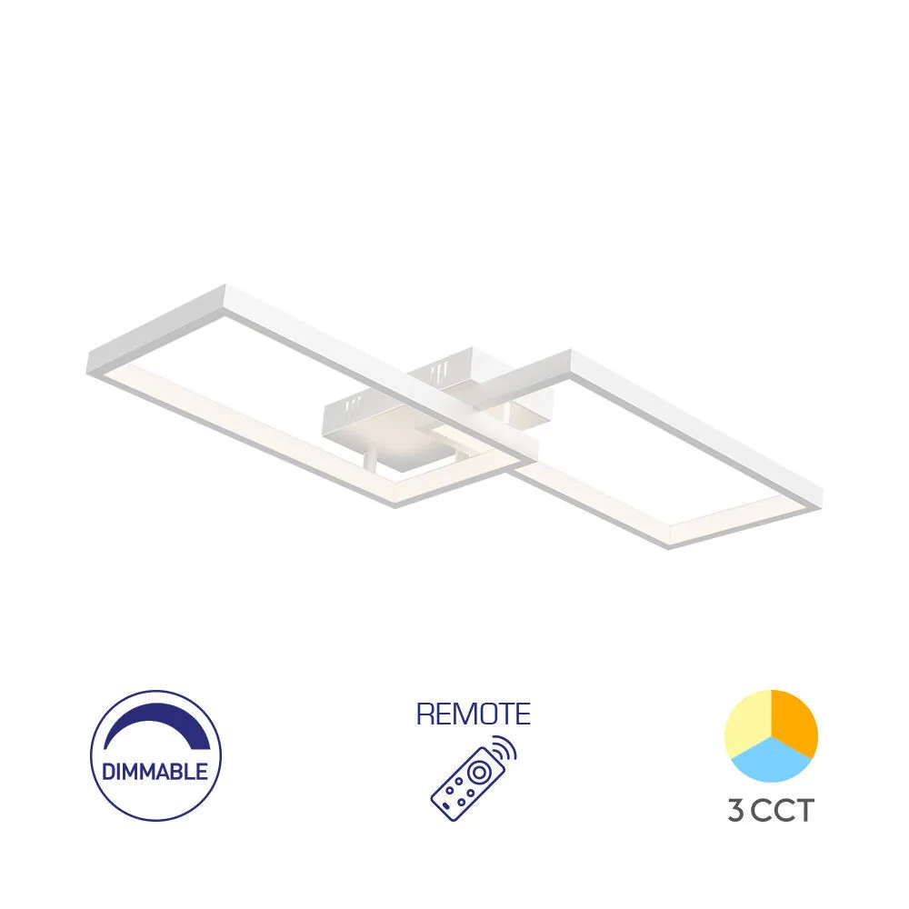 Plafonnier LED 40W – Dimmable, Télécommande incluse, 3 Températures de Couleur (Blanc) – BH17-04490