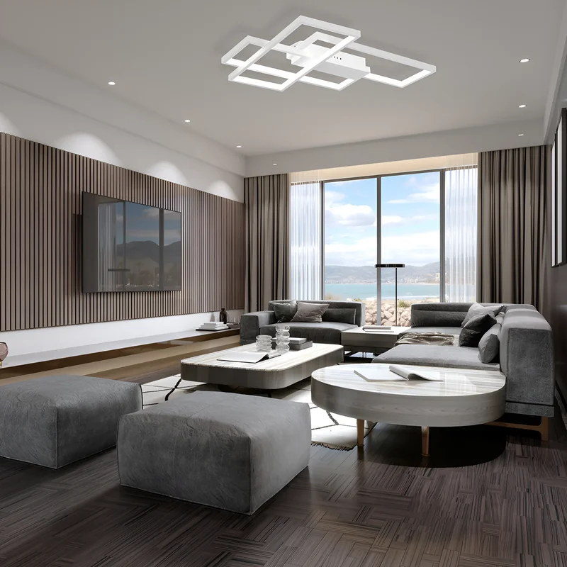 Braytron moderne designer LED Deckenleuchte mit Fernbedienung Dimmbar & 3CCT Farbwahl 3000-6500K Rechteckig Wohnzimmer Schlafzimmer Deckenlicht weiß 65W – Ansicht 2
