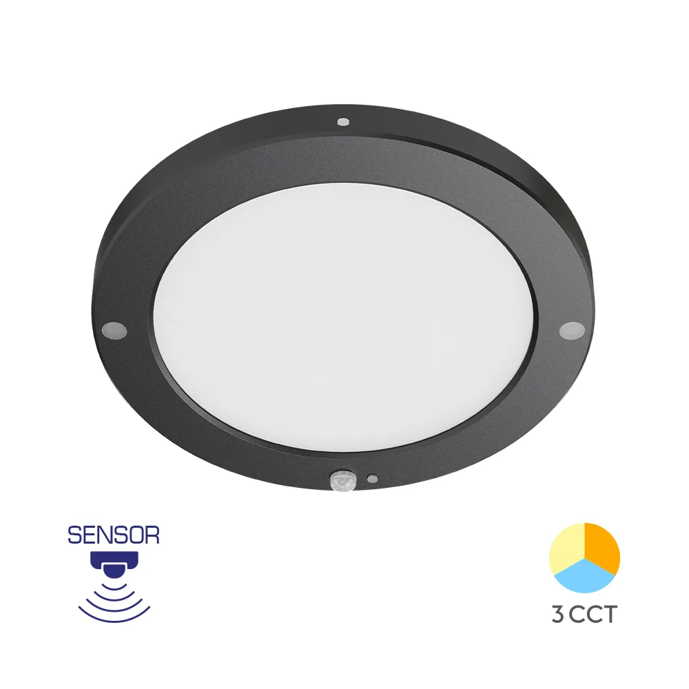 Panneau LED Rond 20W avec Détecteur de Mouvement – 3CCT, IP20, Finition Noire – BP03-92081