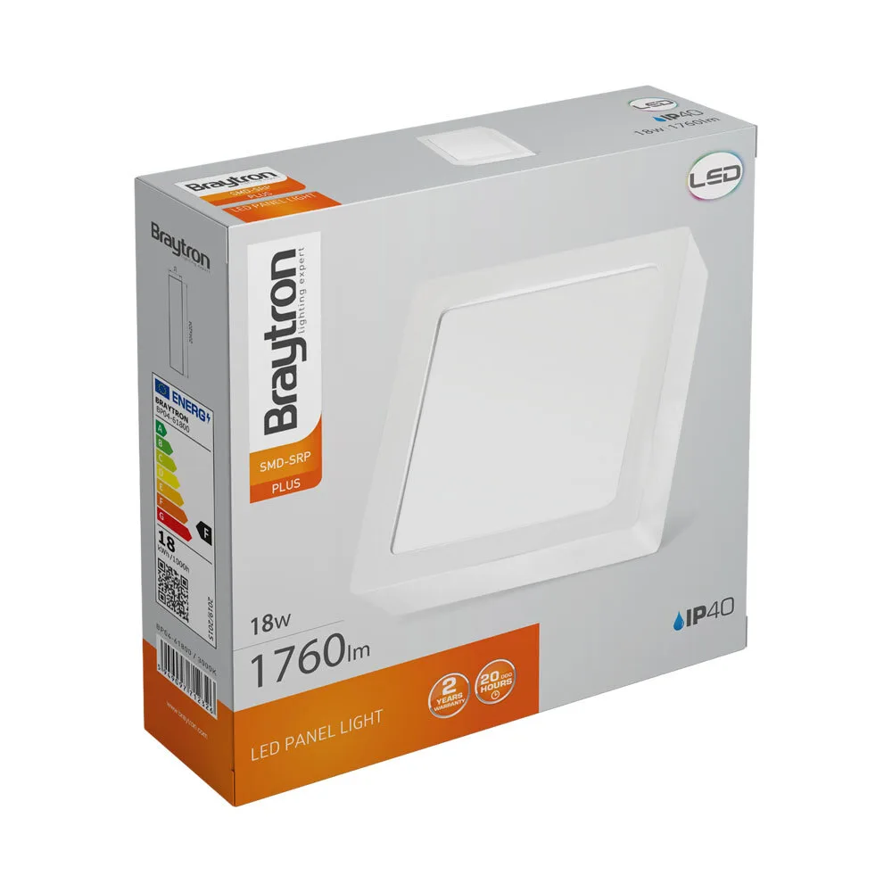 Braytron LED Aufbau Deckenleuchte eckig 18W 1760lm Neutralweiß 4000K – LED Deckenlampe IP20, 230V, 120° Abstrahlwinkel, 227x227x33mm für Innenräume – Ansicht 9