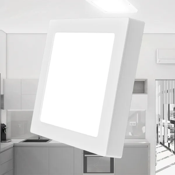Braytron LED Deckenlampe 24W Eckig Flach – 3000K Warmweiß, 2400lm, LED Deckenleuchte für Flur, Wohnzimmer, Kinderzimmer & Küche – Moderne Quadratische Deckenlampe, Nicht Dimmbar, IP40 – Ansicht 8