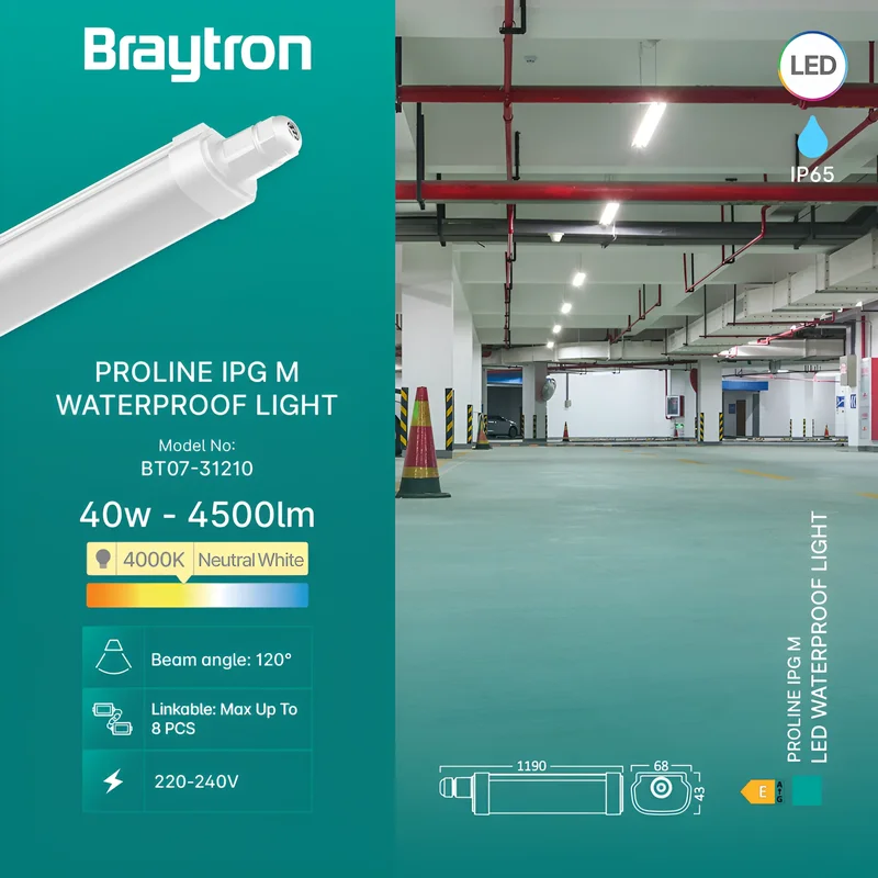 Braytron LED Strahler Außen 40W, 4500 Lumen, Neutralweiß 4000K, IP65 wasserdicht, Fluter Flutlicht Außenstrahler (Weiß) – Ansicht 4