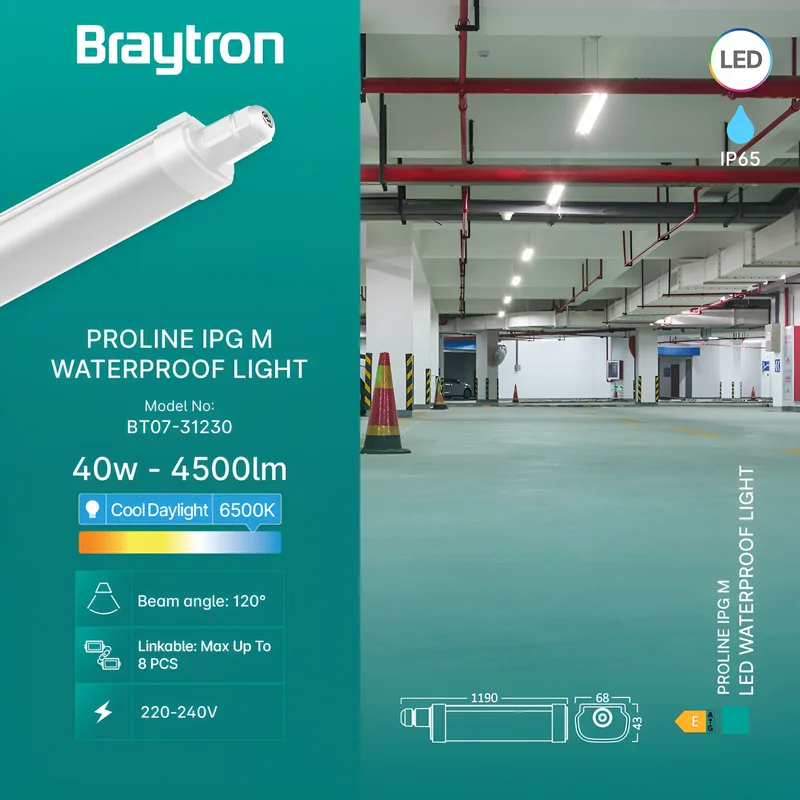 Braytron LED Strahler Außen 40W, 4500 Lumen, Kaltweiß 6500K, IP65 wasserdicht, Fluter Flutlicht Außenstrahler (Weiß) – Ansicht 4