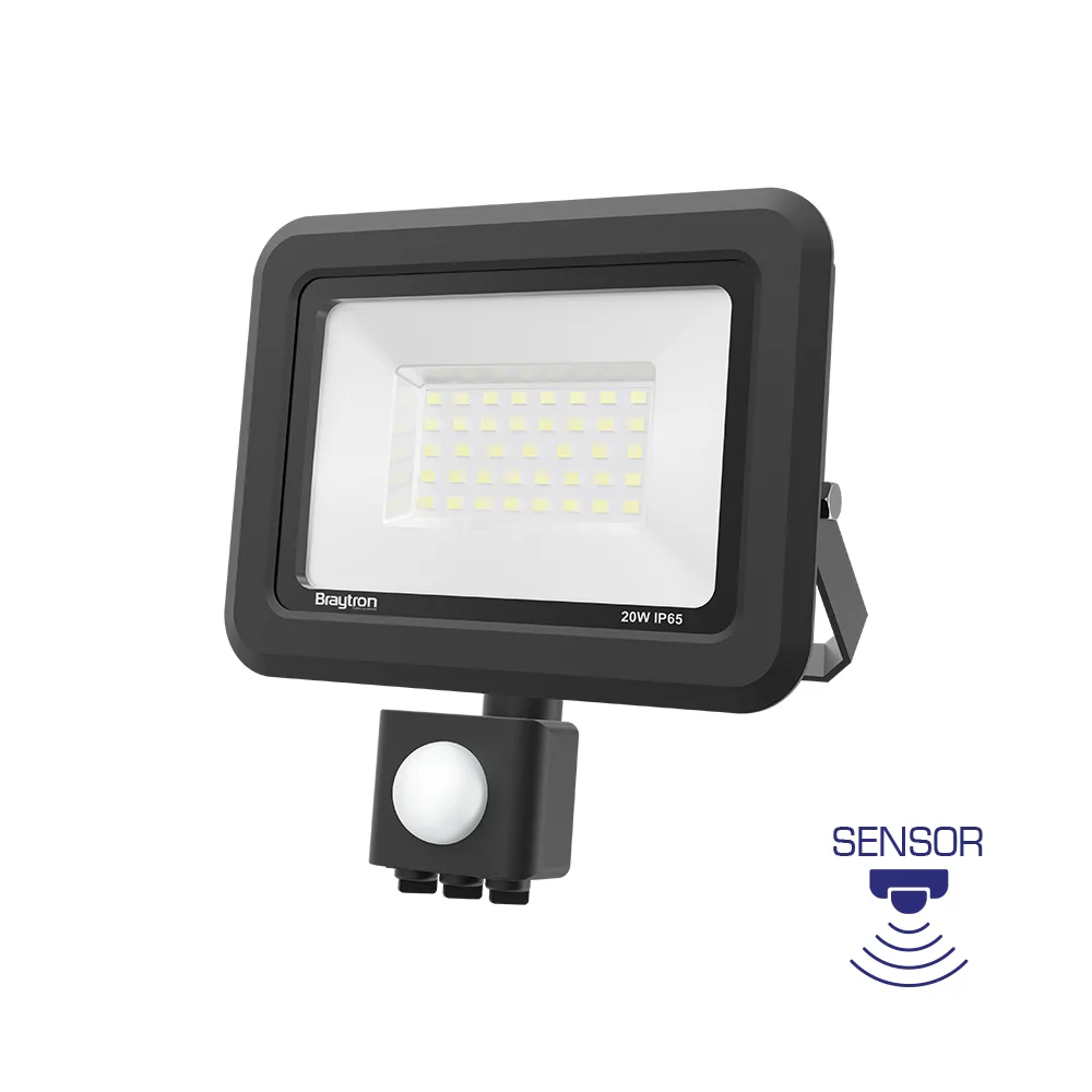 Projecteur LED extérieur 20W noir – Blanc chaud 3000K, détecteur de mouvement, IP54 – BT60-42001