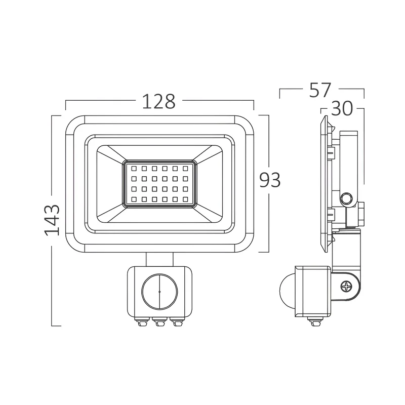 Braytron LED Strahler Außen 20W, 1620 Lumen, Kaltweiß 6500K, IP54 wasserdicht, mit Bewegungsmelder, Fluter Flutlicht Außenstrahler (Schwarz) – Ansicht 5