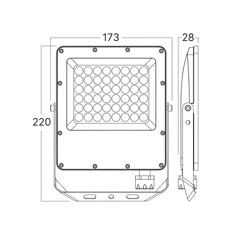 Braytron LED Flutlicht Außen IP65 – LED Strahler mit 3CCT Farbwahl 3000K/4000K/6500K – Aluminium Außenstrahler 90° – Garten, Hof & Baustrahler – 10W - 300W (50, Watt) – Ansicht 6