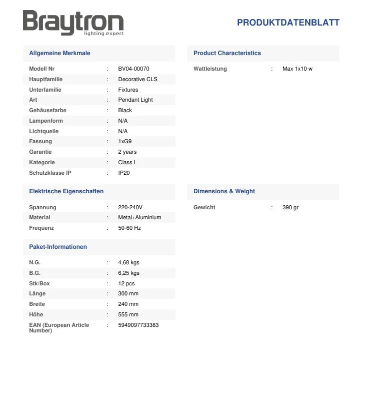 Braytron LED Wandleuchte Max.1x10W, IP20, Wandlampe für Innen und Außen, Aluminium (Schwarz) – Ansicht 6
