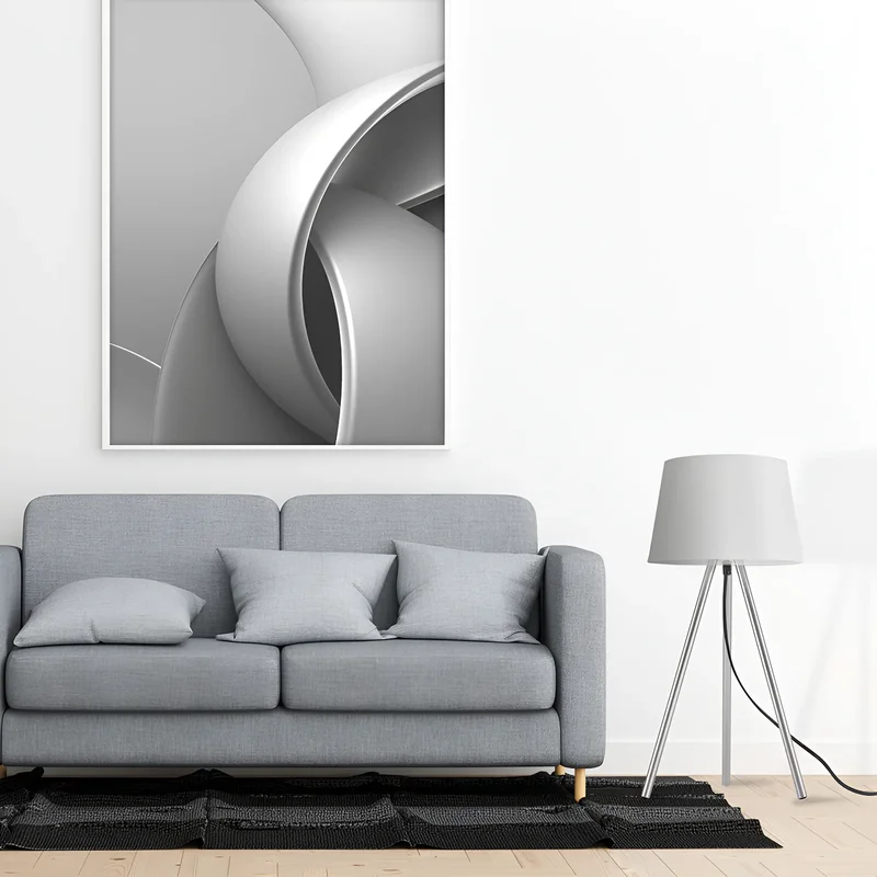 Braytron Beistellleuchte 48 cm – 3-Bein Designleuchte mit satiniertem, lichtstreuendem Kunststoffschirm & Chrombeinen, E27 Fassung, Ein/Aus-Schalter am Kabel, für Wohnzimmer & Schlafzimmer (Weiß) – Ansicht 2