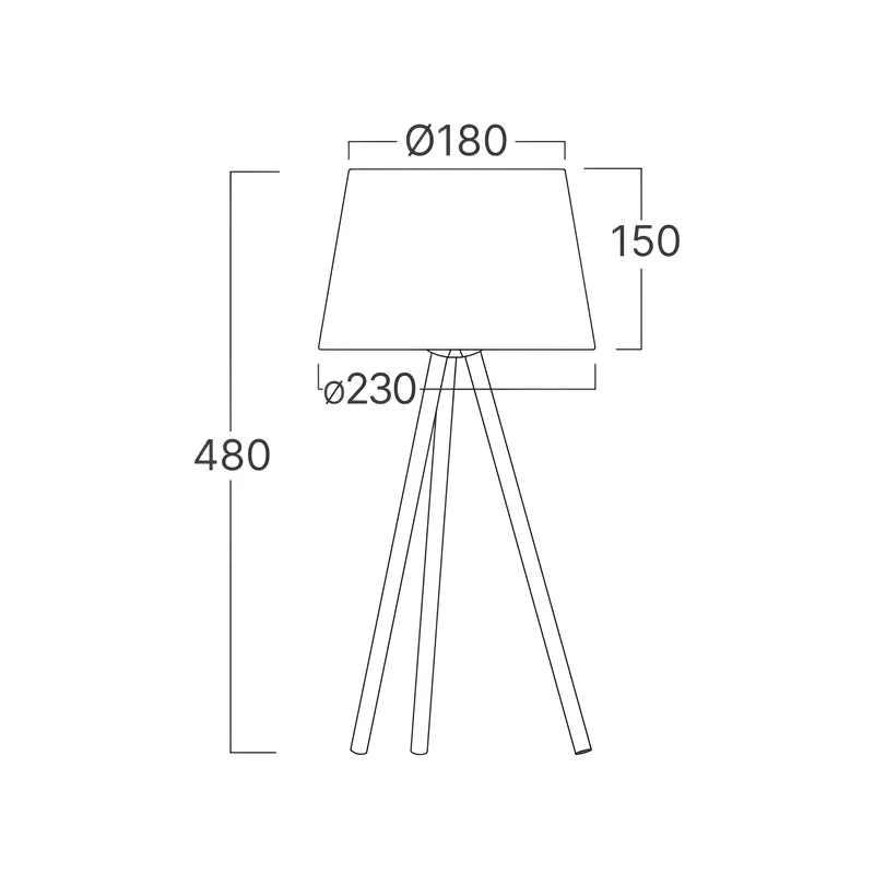Braytron Beistellleuchte 48 cm – 3-Bein Designleuchte mit satiniertem, lichtstreuendem Kunststoffschirm & Chrombeinen, E27 Fassung, Ein/Aus-Schalter am Kabel, für Wohnzimmer & Schlafzimmer (Grau) – Ansicht 4