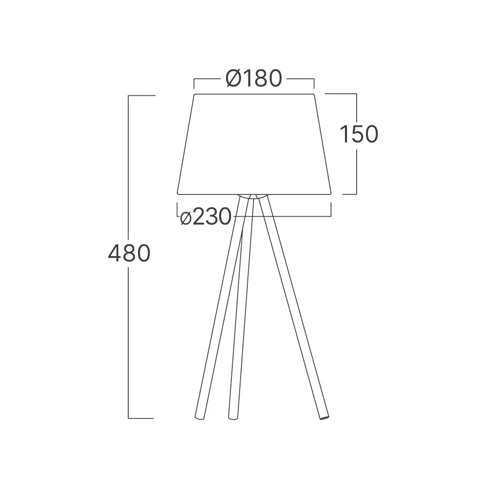 Braytron Beistellleuchte 48 cm – 3-Bein Designleuchte mit satiniertem, lichtstreuendem Kunststoffschirm & Chrombeinen, E27 Fassung, Ein/Aus-Schalter am Kabel, für Wohnzimmer & Schlafzimmer (Grau) – Ansicht 5