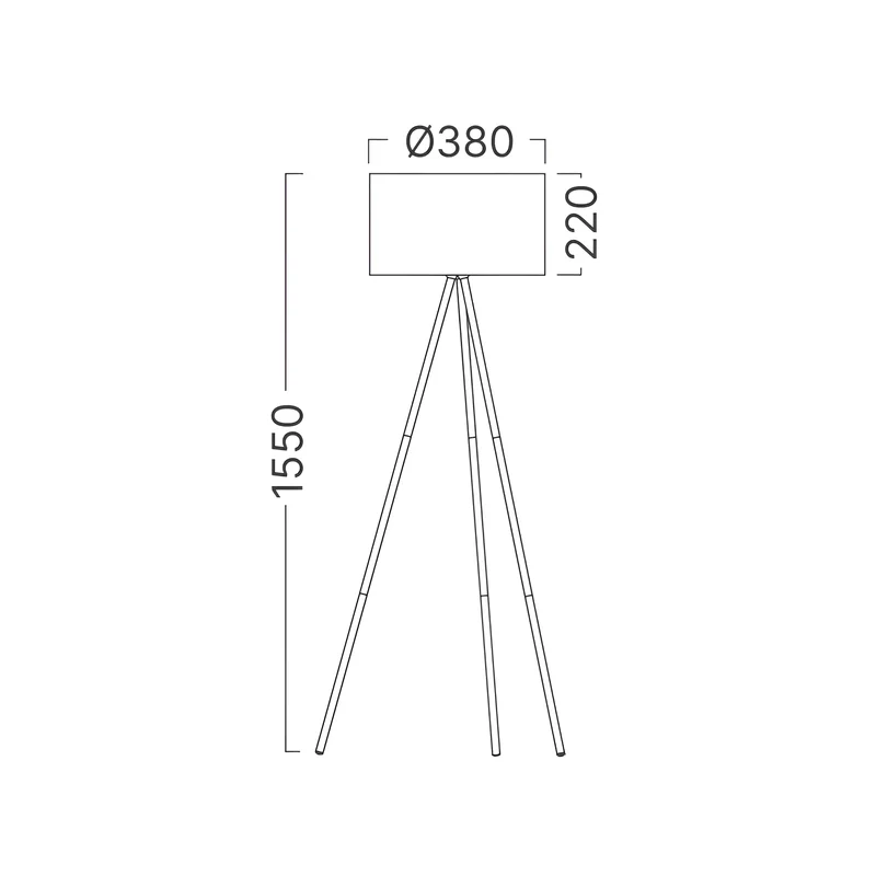Braytron Stehleuchte – 3-Bein Standleuchte mit satiniertem, lichtstreuendem Kunststoffschirm & Chrombeinen, E27 Fassung, Ein/Aus-Schalter am Kabel, 155 cm hoch für Wohnzimmer & Schlafzimmer (Weiß) – Ansicht 4
