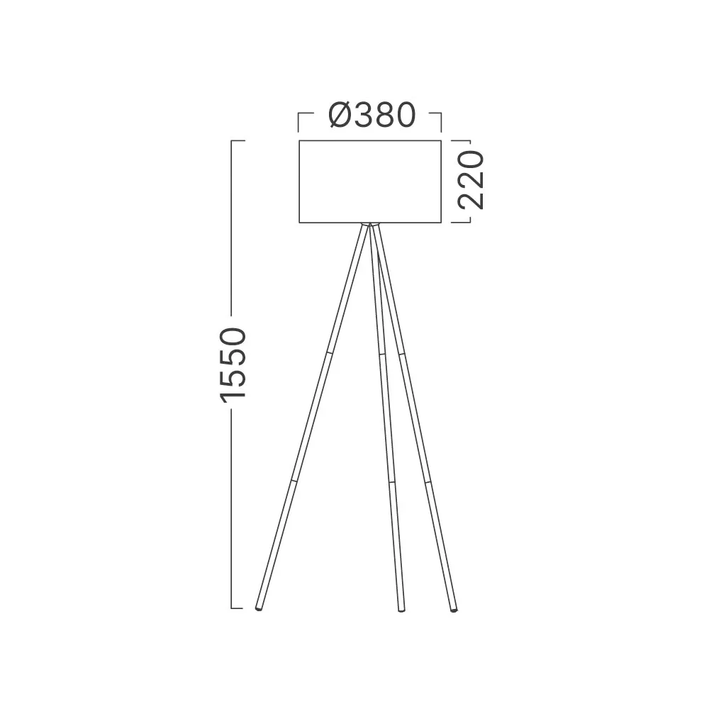 Braytron Stehleuchte – 3-Bein Standleuchte mit satiniertem, lichtstreuendem Kunststoffschirm & Chrombeinen, E27 Fassung, Ein/Aus-Schalter am Kabel, 155 cm hoch für Wohnzimmer & Schlafzimmer (Grau) – Ansicht 5