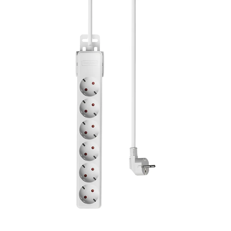 Braytron Mehrfachsteckdose 6-Fach mit 1,5 m Kabel, ohne Schalter, 3680W, Kindersicherung, Steckdosenleiste mit Clip-System – Ansicht 3