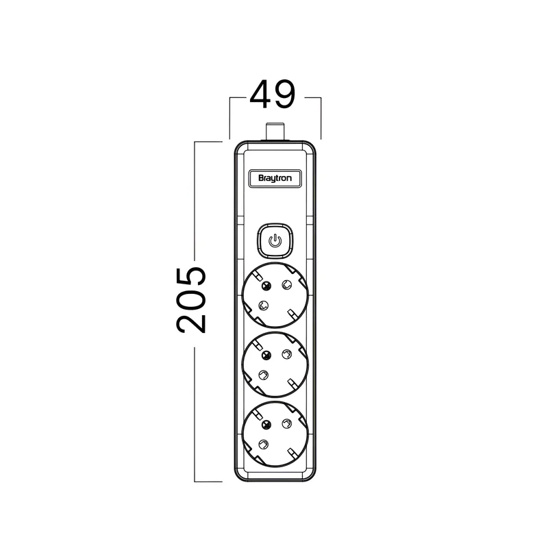 Braytron Mehrfachsteckdose 3-Fach ohne Kabel, mit beleuchtetem EIN-/Ausschalter, 3680W, Kindersicherung, Steckdosenleiste für individuelle Installation mit Clip-System – Ansicht 7
