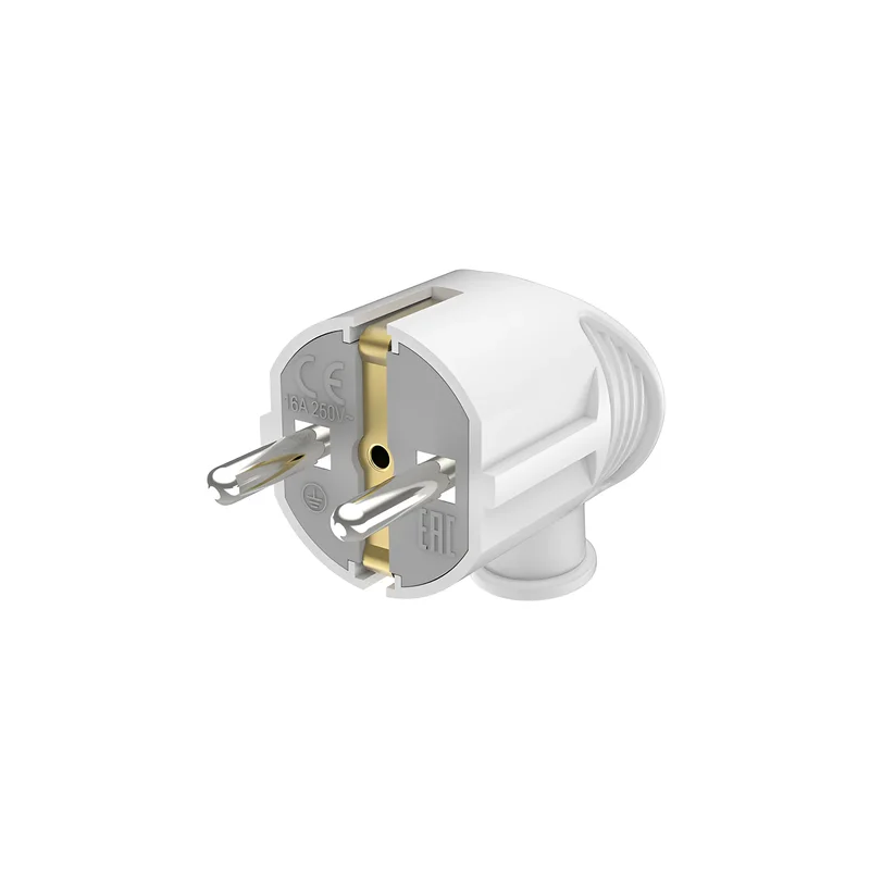 Braytron Kabelstecker Standard, 230V, 16A, Schutzkontaktstecker, robuster Netzstecker für Kabelmontage, weiß – Ansicht 2
