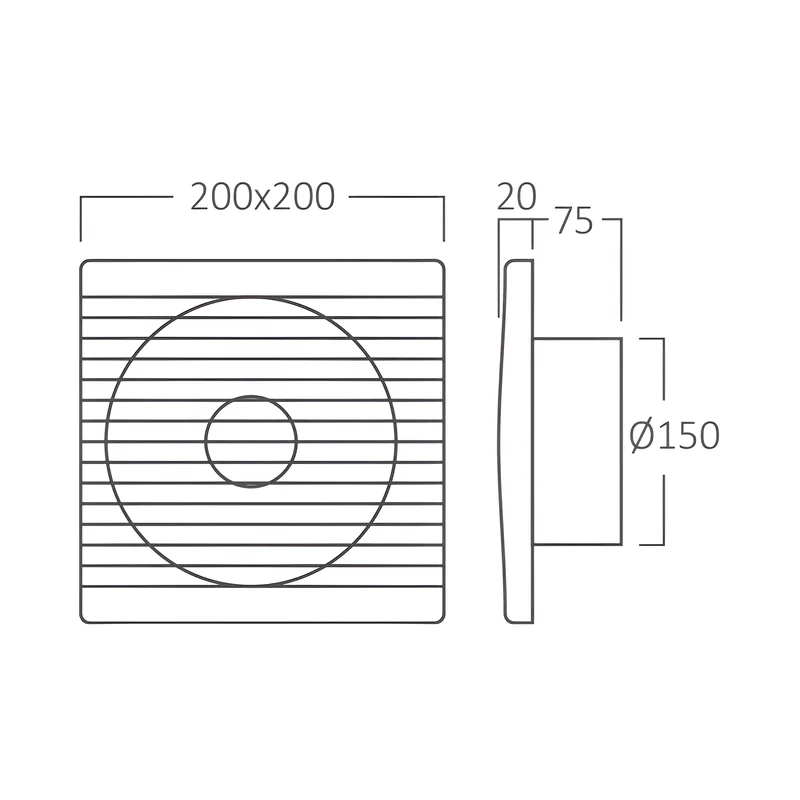 Braytron Badlüfter Wandlüfter WC Küche Ventilator Lüfter Ø150mm Leise 37dB Leistungsstark 260 m³/h Energieeffizient Abluftventilator für Badezimmer, Toiletten, Küchen und Wohnräume (Ø150 mm) – Ansicht 6
